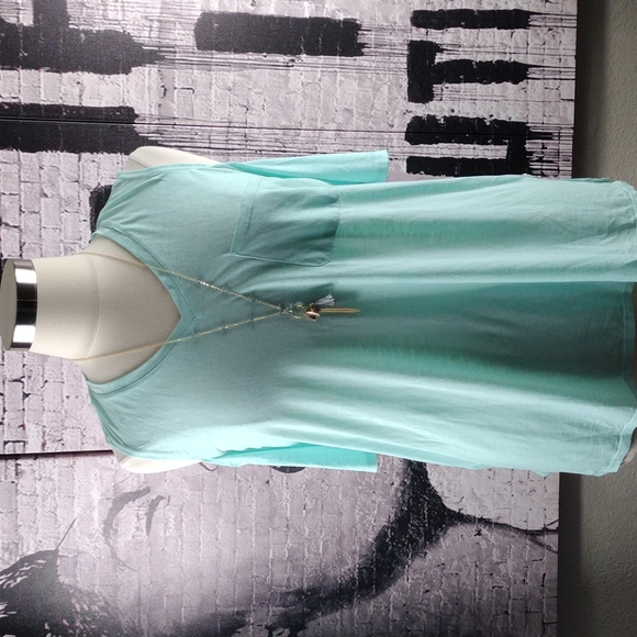 Seven7 Blue Cold Shoulder Top - Picture 3 of 6